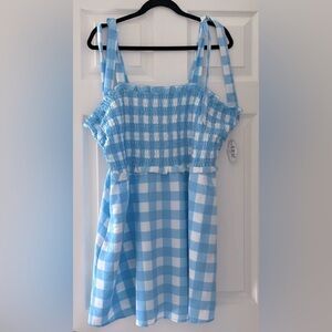 NWT plaid DRESS in fun print w/ shoulder ties! Retro, stretchy top. Pockets!!